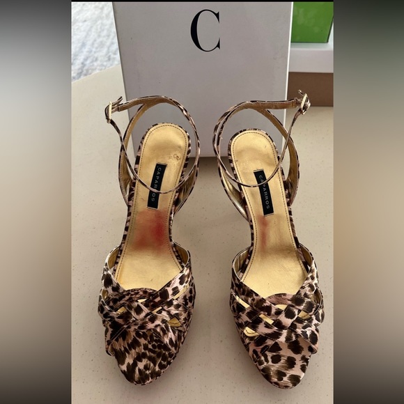 Caparros animal print satin platform stiletto heels 8.5 - Picture 1 of 13